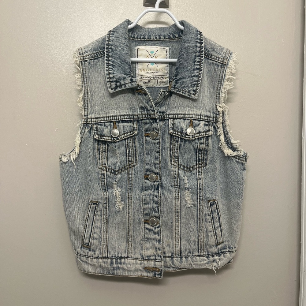 Angel Kiss Distressed Denim Vest
